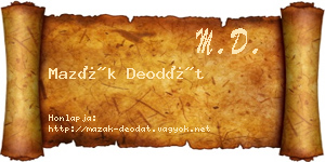 Mazák Deodát névjegykártya
